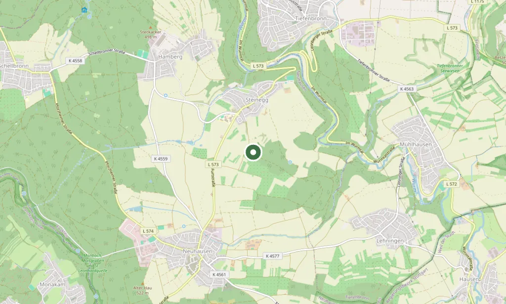 Kartenausschnitt: Seelenfrieden am Friedhof Steinegg zwischen Steinegg und Neuhausen, zur Anfahrt in Google Maps (öffnet neues Fenster)